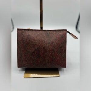 90s Etro Milano Paisley Coated Canvas Mini Clutch/Cosmetic Bag
